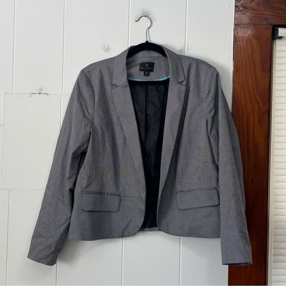 Worthington Black and White Geometric Polka Dot Open Front Blazer Size 18 - Picture 1 of 4